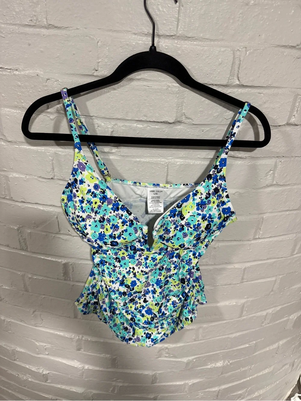 Anne Cole Blue and Green Floral Two Piece Swimsuit